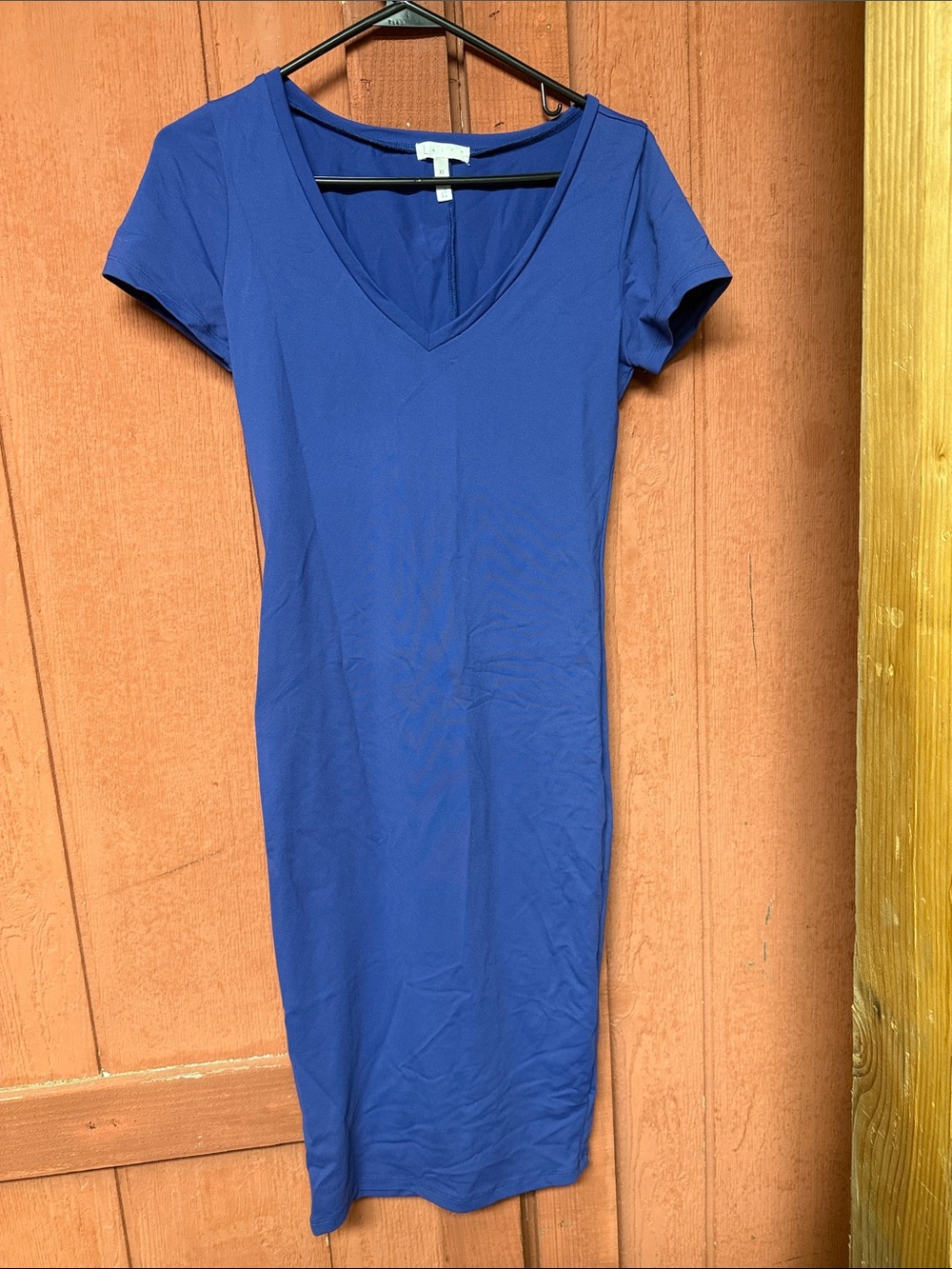 Leith Royal Blue V-Neck Fitted Midi Dress